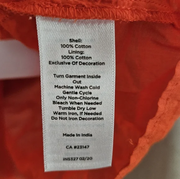 Talbots orange & white embroidered voile shell blouse top Womens XLarge - Picture 7 of 8